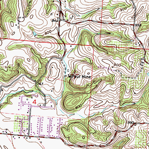 Topographic Map of Paul Mine, OH