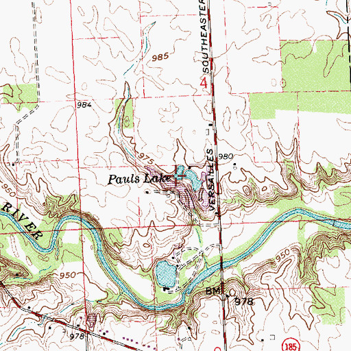 Topographic Map of Pauls Lake, OH