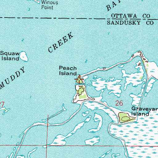 Topographic Map of Peach Island, OH