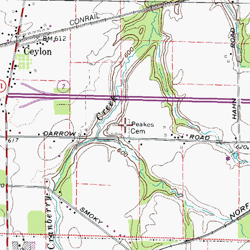 Topographic Map of Peakes Cemetery, OH