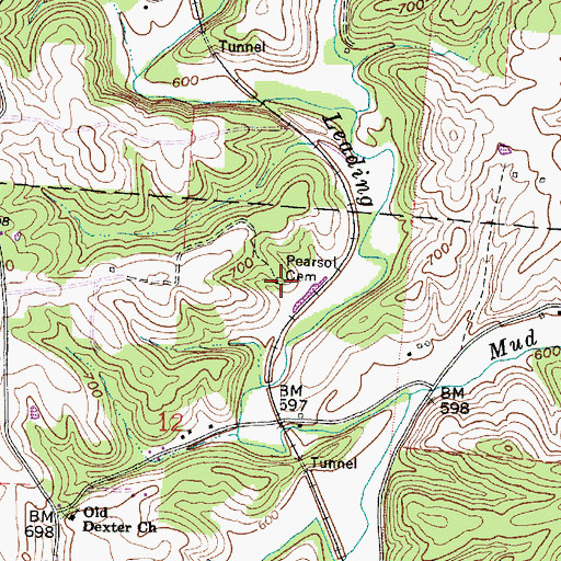 Topographic Map of Pearsol Cemetery, OH