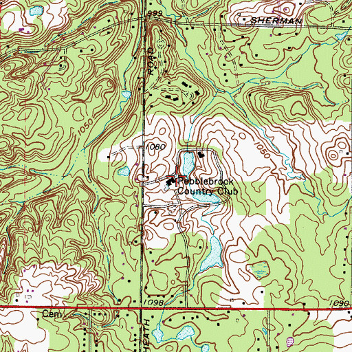 Topographic Map of Pebblebrook Country Club, OH