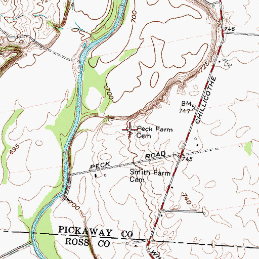 Topographic Map of Peck Farm Cemetery, OH