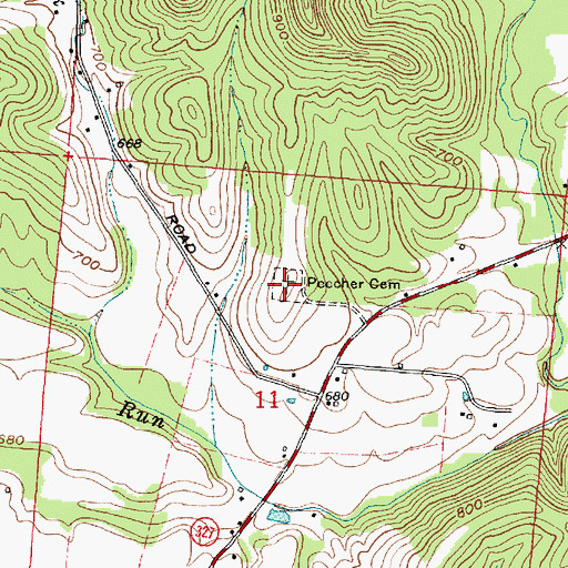 Topographic Map of Peecher Cemetery, OH