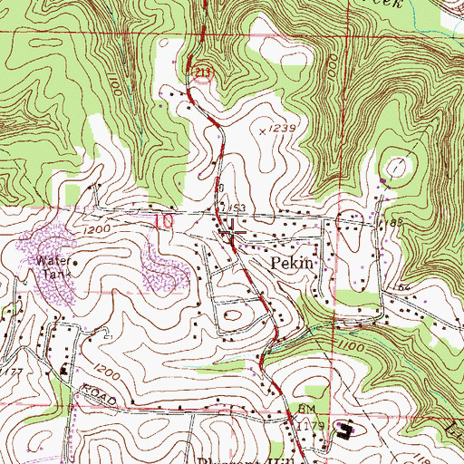 Topographic Map of Pekin, OH