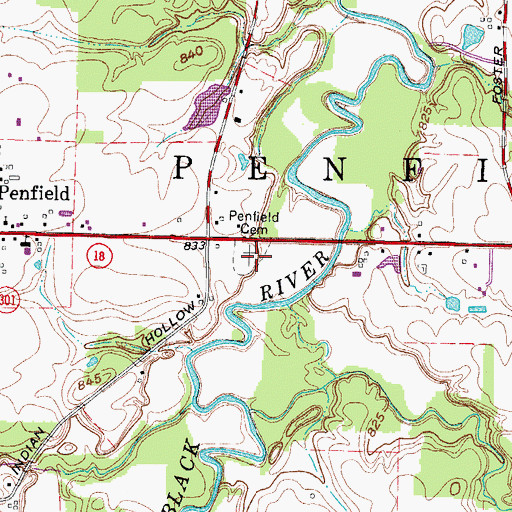 Topographic Map of Penfield Cemetery, OH