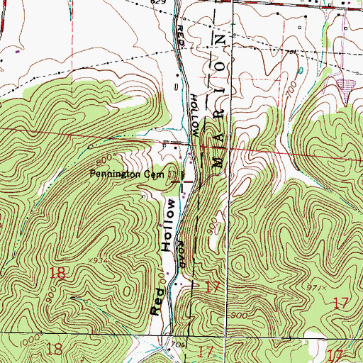 Topographic Map of Pennington Cemetery, OH