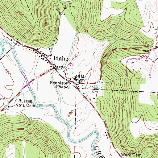 Topographic Map of Pennisten Chapel, OH