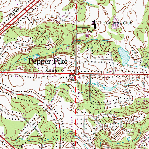 Topographic Map of Pepper Pike, OH