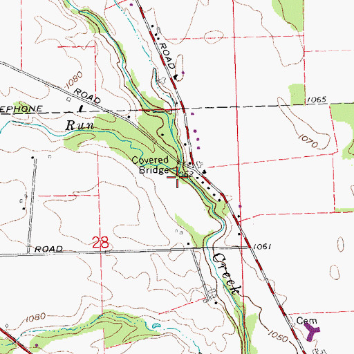 Topographic Map of Periwinkle Run, OH