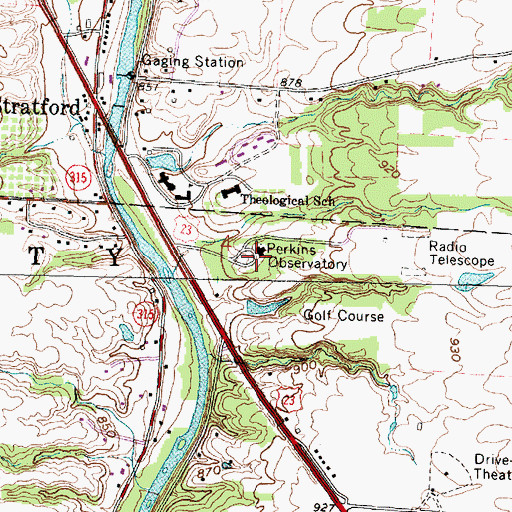 Topographic Map of Perkins Observatory, OH