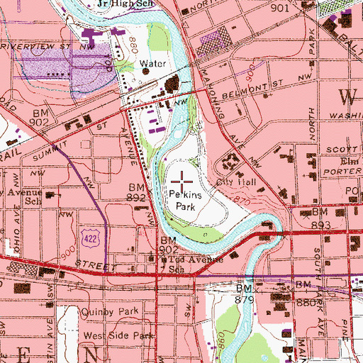Topographic Map of Perkins Park, OH