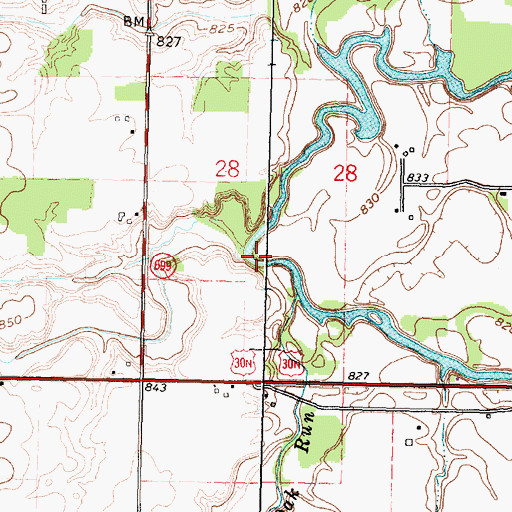 Topographic Map of Perkins Run, OH