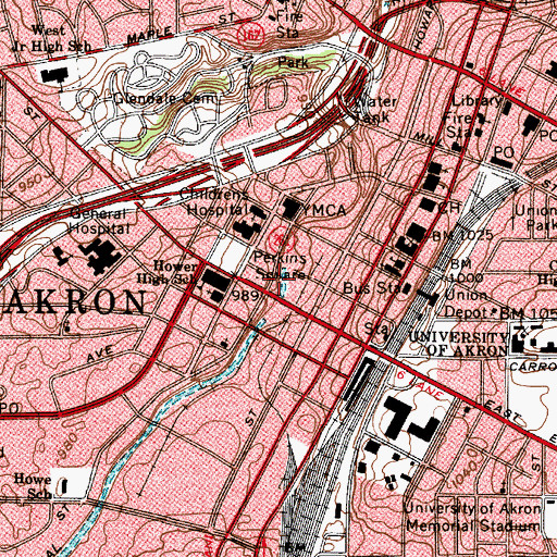 Topographic Map of Perkins Square, OH