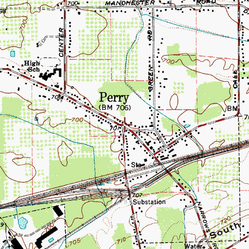 Topographic Map of Perry, OH