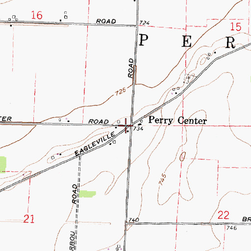 Topographic Map of Perry Center, OH