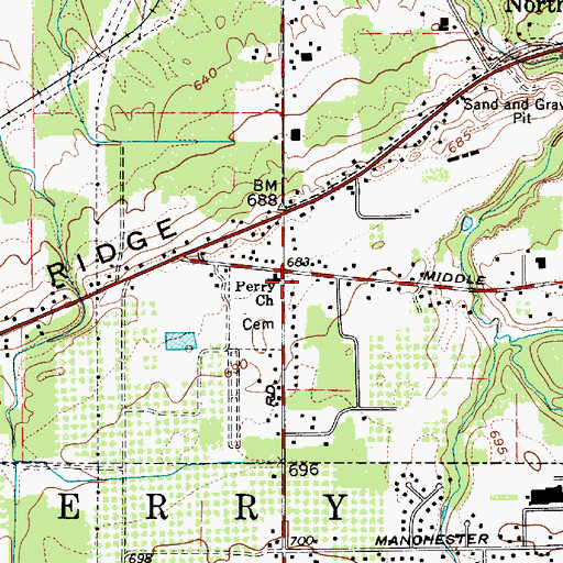 Topographic Map of Perry Christian Church, OH