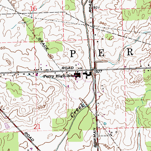 Topographic Map of Perry High School, OH