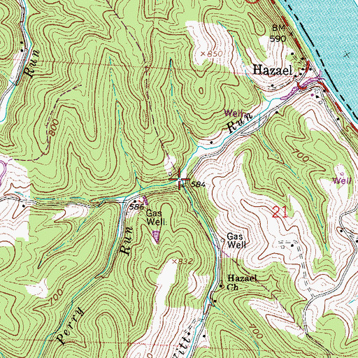 Topographic Map of Perry Run, OH