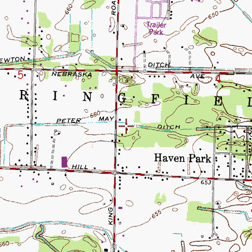 Topographic Map of Peter May Ditch, OH