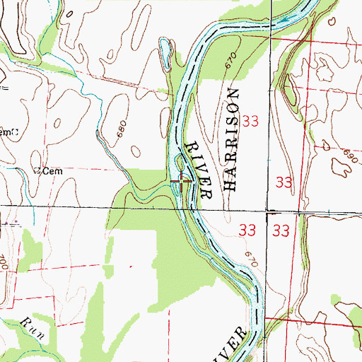 Topographic Map of Peters Run, OH