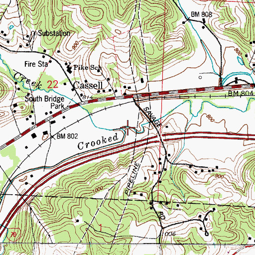 Topographic Map of Peters Creek, OH