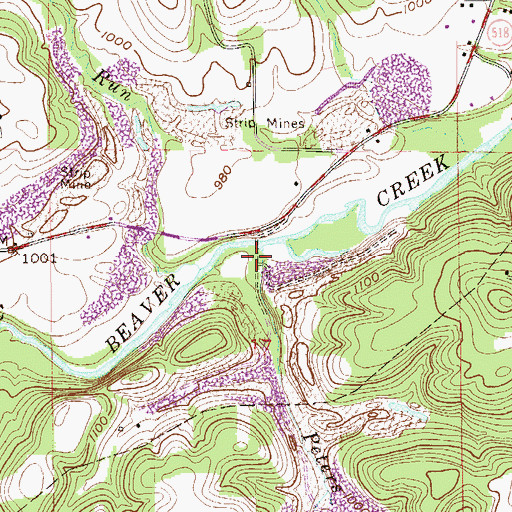 Topographic Map of Peters Run, OH