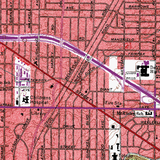 Topographic Map of Peterson Ditch, OH