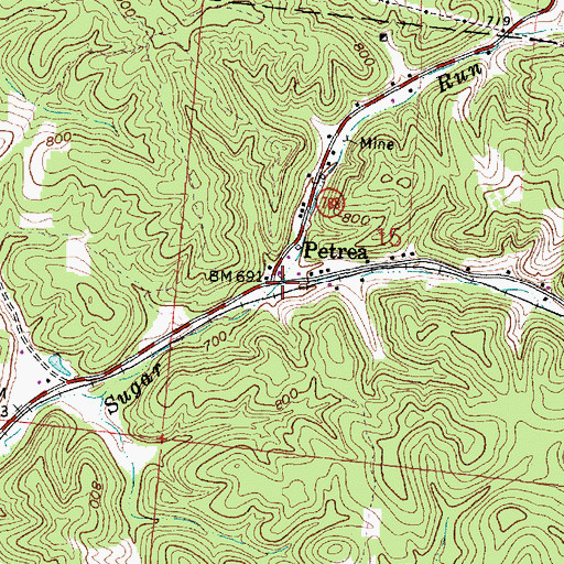 Topographic Map of Petrea, OH