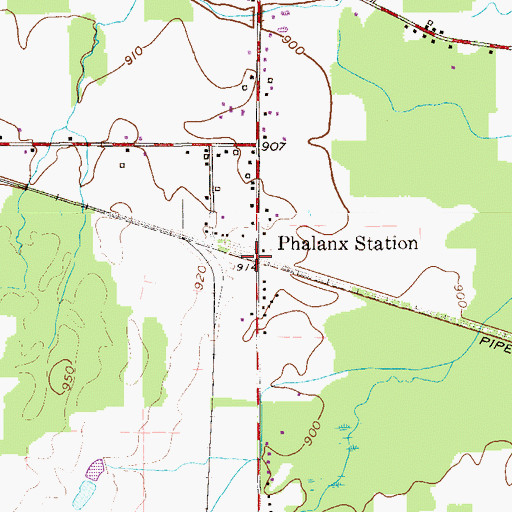 Topographic Map of Phalanx Station, OH