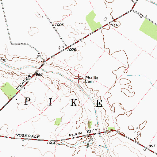 Topographic Map of Phellis Cemetery, OH