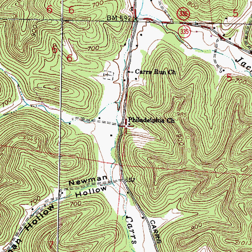 Topographic Map of Philadelphia Church, OH