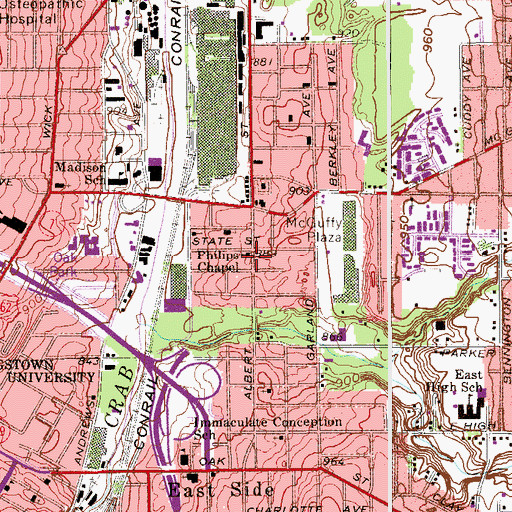 Topographic Map of Philips Chapel, OH