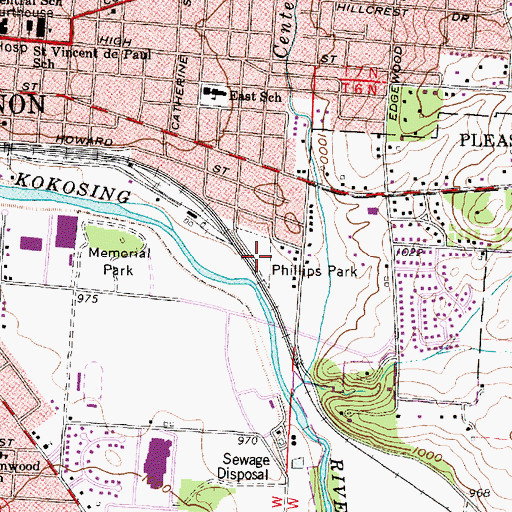 Topographic Map of Phillips Park, OH