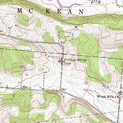 Topographic Map of Phillips-White Cemetery, OH