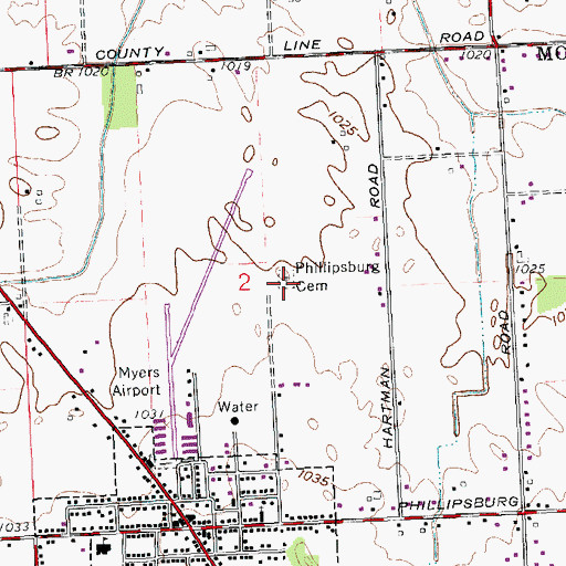 Topographic Map of Phillipsburg Cemetery, OH