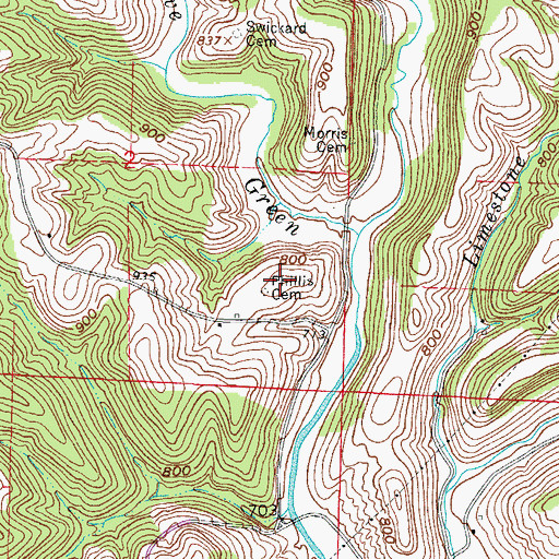 Topographic Map of Phillis Cemetery, OH