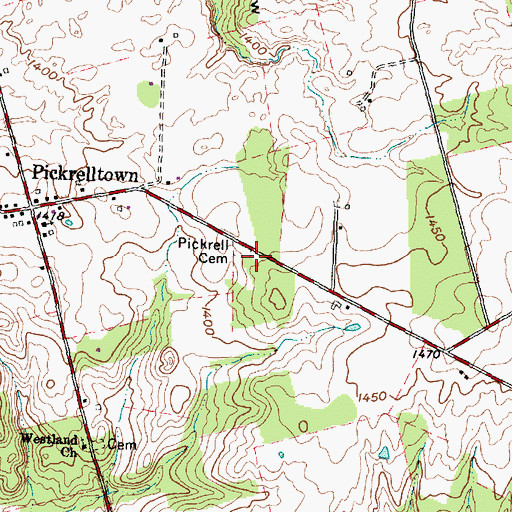 Topographic Map of Pickrell Cemetery, OH
