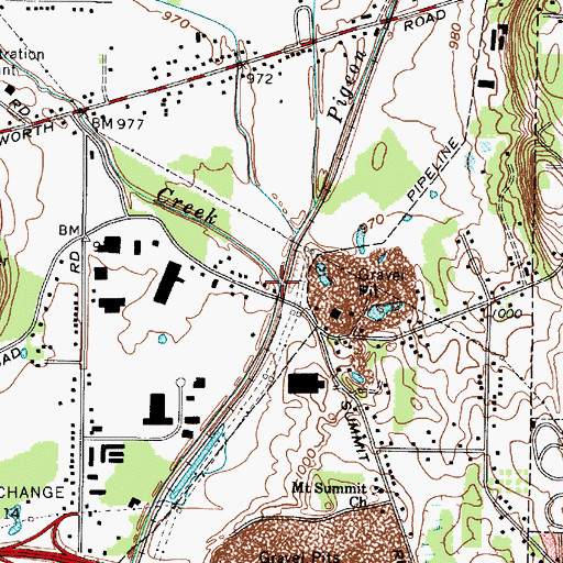 Topographic Map of Pigeon Creek, OH