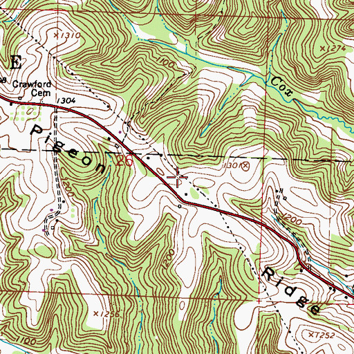Topographic Map of Pigeon Ridge, OH