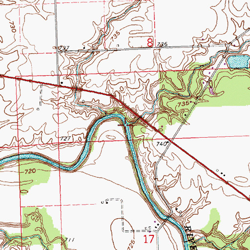Topographic Map of Pike Run, OH