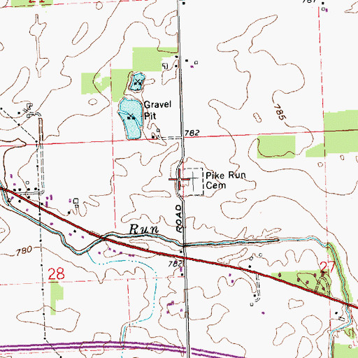 Topographic Map of Pike Run Cemetery, OH
