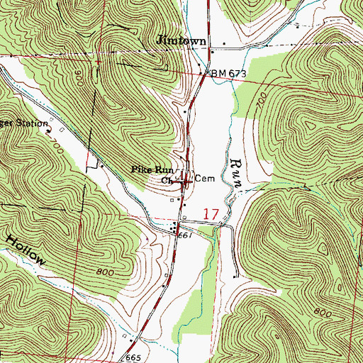Topographic Map of Pike Run Church, OH