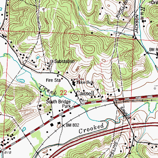 Topographic Map of Pike School, OH