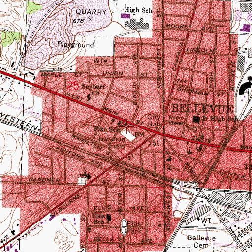 Topographic Map of Pike School, OH