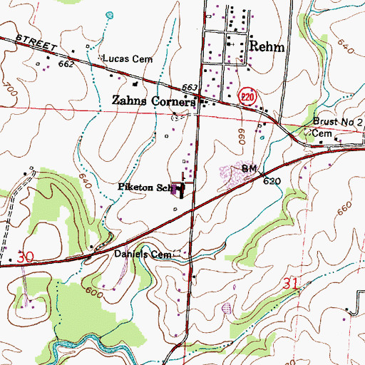 Topographic Map of Piketon School, OH