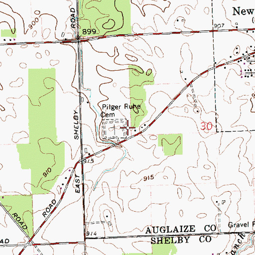 Topographic Map of Pilger Ruhe Cemetery, OH