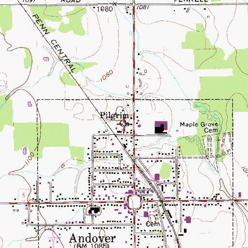 Topographic Map of Pilgrim Church, OH
