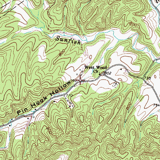 Topographic Map of Pin Hook Hollow, OH