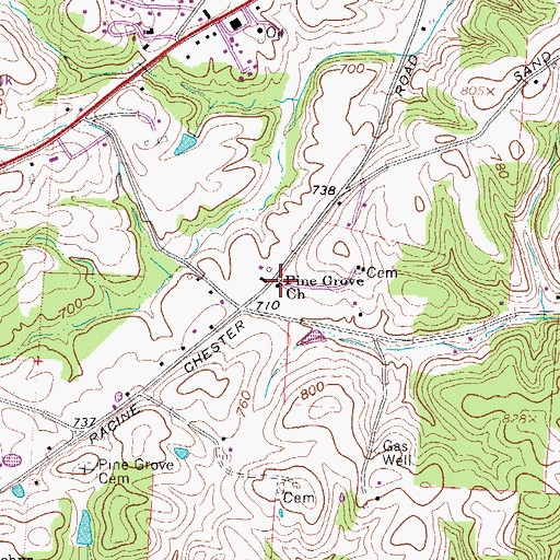Topographic Map of Pine Grove Church, OH